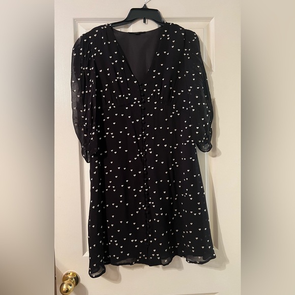 AllSaints Malie Hearts Embroidered Dress in Black Size L - Picture 3 of 7